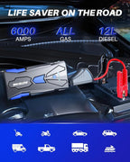 AUTOONE 6000A Car Battery Jump Starter Up to All Gas & 12L Diesel Engine - Image 3