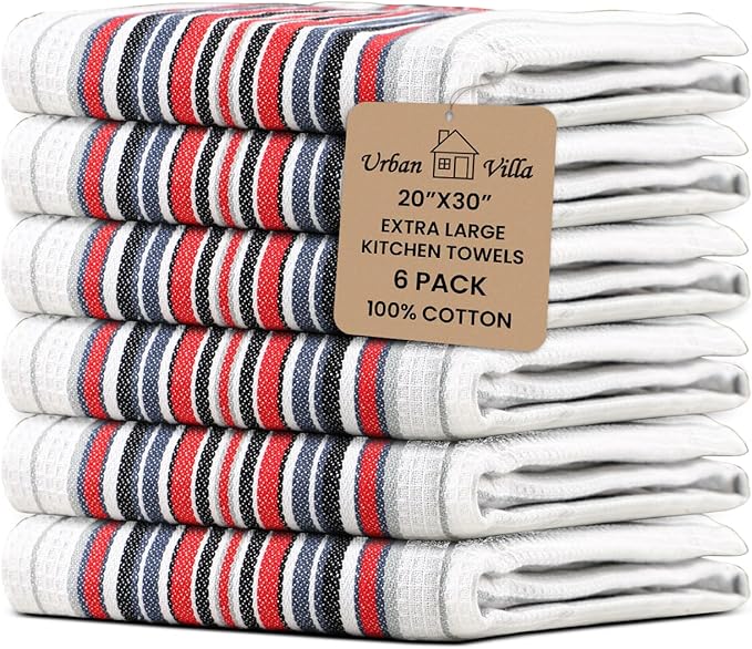 Urban Villa Kitchen Towels, Cotton Dish Towels, Mitered Corners, Ultra Soft by CottonTrends