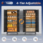Yizosh Metal Garage Storage Cabinet with 2 Doors and 4 Adjustable Shelves - 71" Steel Lockable File Cabinet,Locking Tool Cabinets for Home,Office,Garage,Gym,School - Image 6