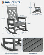GarveeLife Outdoor Rocking Chair Set of 6, HDPE Weather Resistant Patio Rocking Chair Porch Rocker with Wood Texture & 380 LBS Support for Deck, Pool, Backyard, Gray - Image 2