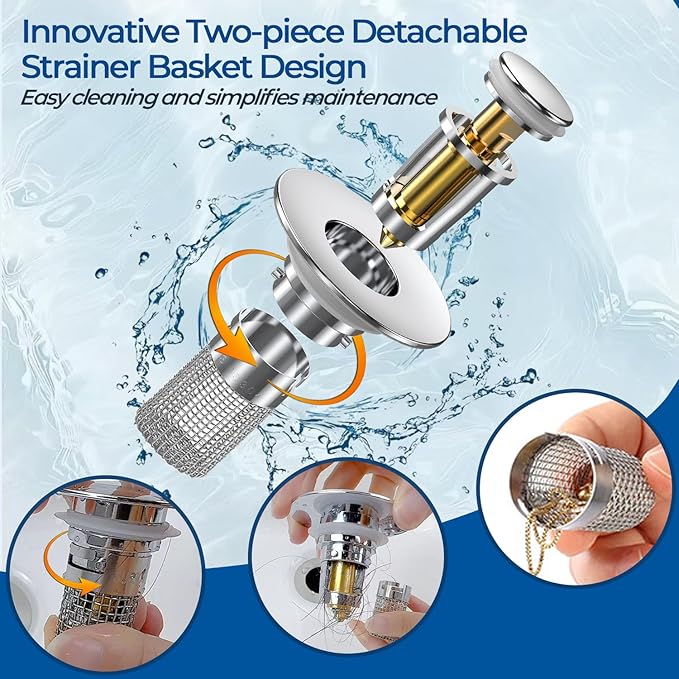 Sink Stopper Hair Catcher, Pop-up Sink Drain Strainer - Image 8