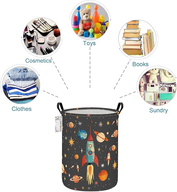 FANKANG Storage Basket, Nursery Hamper Canvas Laundry Basket Foldable - Image 8