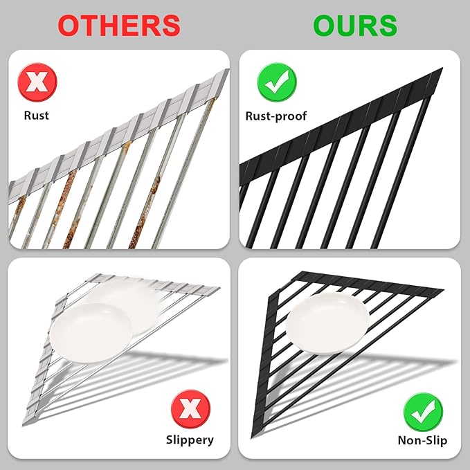 Triangular Sink Rack, Foldable Sink Drying mat, Heat-Resistant, and Rust-Proof - Image 5