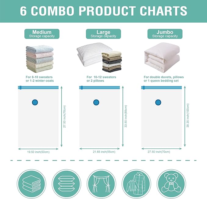 Cozy Essential Vacuum Storage Bags, Compression Space Saver Bags - Image 5
