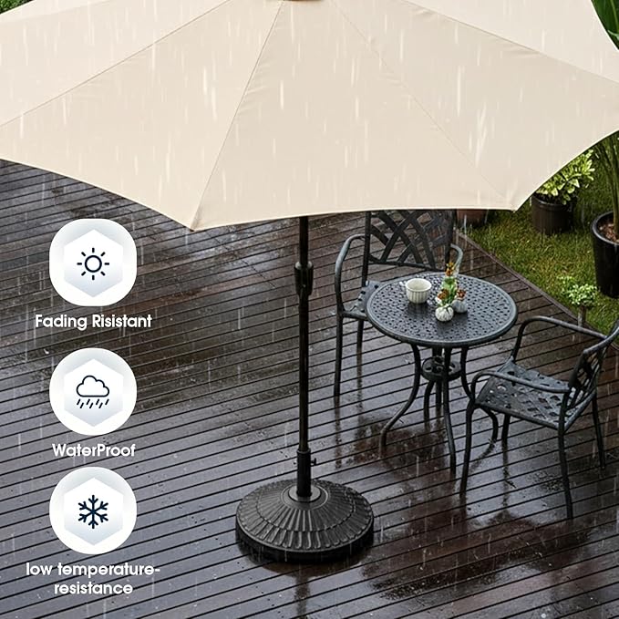 wikiwiki 80 Lbs HDPE Round Patio Umbrella Base, Weighted Umbrella Stands Fits 1.5-1.9in Poles for Garden, Lawn, Deck, Backyard & Pool, Black - Image 6