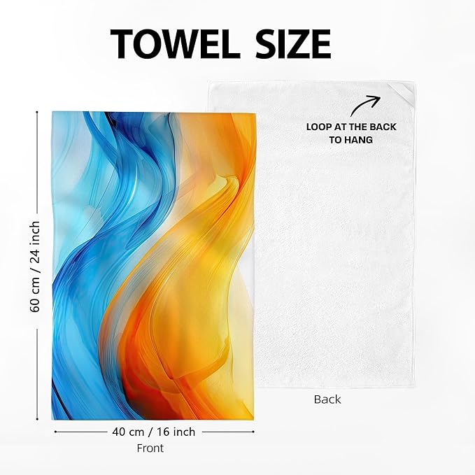 Orange Blue Kitchen Dish Towels Set of 4, Soft Absorbent Marble Decorative Tea - Image 2
