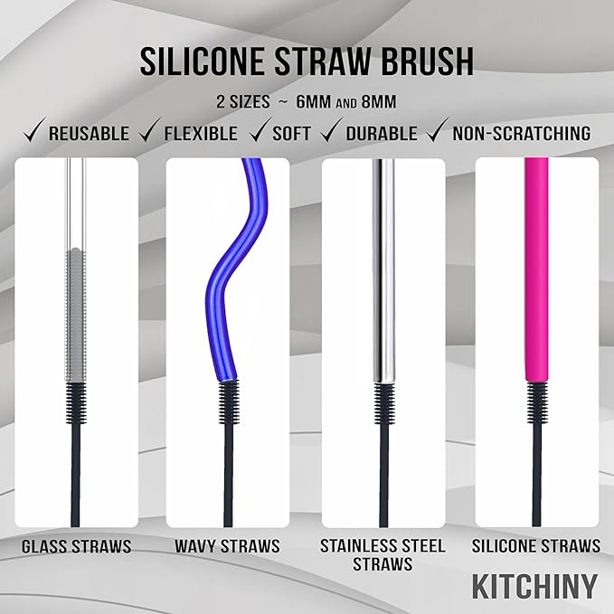 12.5" Silicone Bottle Brush & Straw Cleaner Brush Set | Water Bottle Cleaner - Image 4