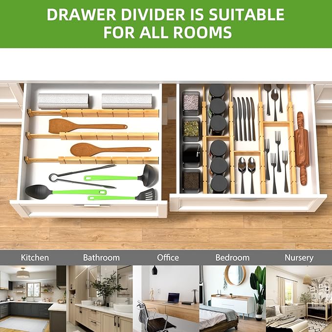 ANTOWIN 4 Pack Expandable Drawer Dividers, 2.2'' High, Extend from 17'' to 22'' - Image 7