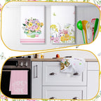 Bencailor 4 Pcs Pink Floral Kitchen Towels Pink and White Flower Hand Dish - Image 4