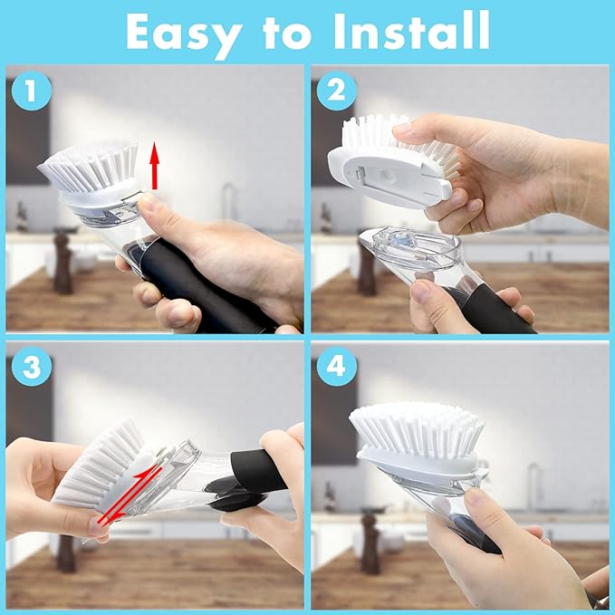 Dish Brush Refill, 4 Pack Dish Brush Replacement Head - Image 7