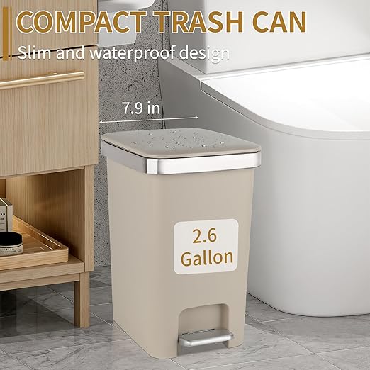 Small Bathroom Trash Can with Lid and 3 Rolls Trash Bags, Step Pedal - Image 6