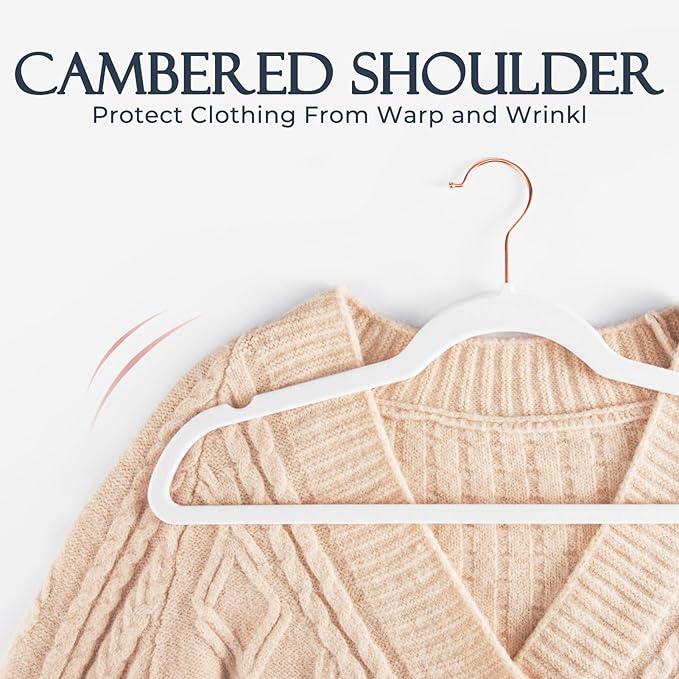 HOUSE DAY White Velvet Hangers 60 Pack, Premium Non-Slip Felt Clothes, Sturdy - Image 5