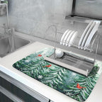 Welcome Winter Pines Tree Dish Drying Mat, Winter Snowflake Dish Drying Mat - Image 5