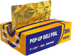 200 Count Pre-cut Pop-up Deli Aluminum Foil Sheets – Gold Color, 9’’ x 10.75’’ by Unknown