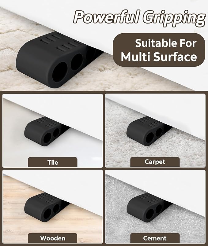 3 Pack Door Stops for Bottom of Door, Rubber Door Stopper Wedge - Image 3