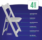 SIMPLEX 4 White Folding Chairs – Resin Stackable Foldable Chairs with Padded Seats – Comfortable White Folding Chairs for Indoor/Outdoor Events – Lightweight Resin Chairs (4 Pack) - Image 2