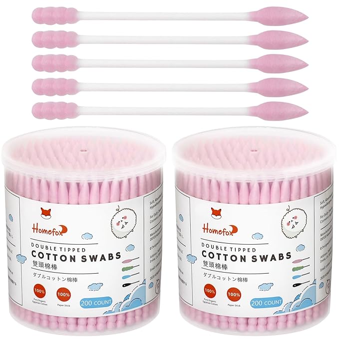 Pink Cotton Swabs Spiral Pointed by HOMEFOX