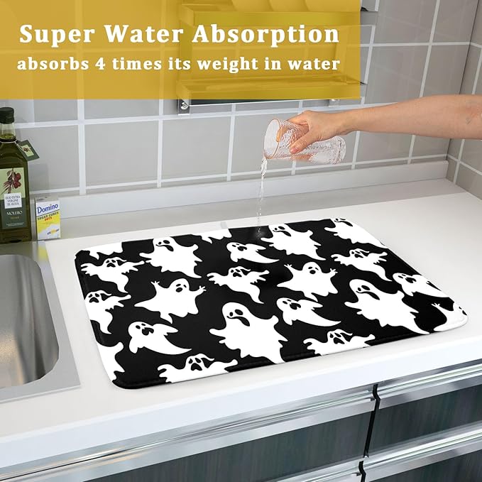 Halloween Bat Ghosts Dish Drying Mat - Image 7