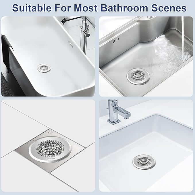 TRAPMATE Tub Stopper, Reversible Bathtub Drain Hair Catcher & Stopper, Ultra - Image 4