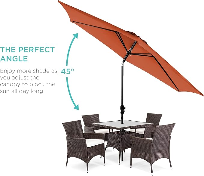 Best Choice Products 10ft Outdoor Table Compatible Steel Polyester Market Patio Umbrella w/Crank and Easy Push Button Tilt - Image 2