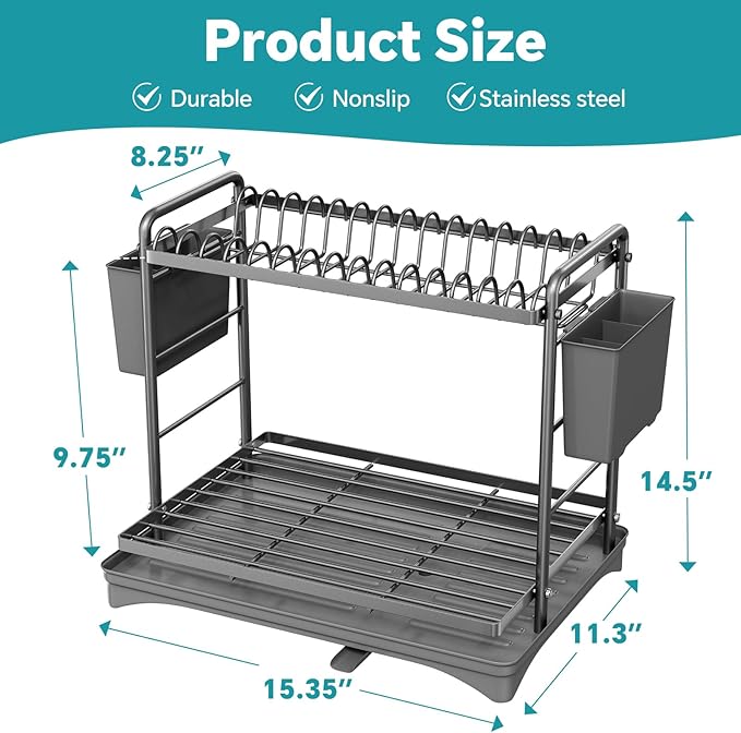Simple Trending Dish Drying Rack, 2-Tier Dish Rack - Image 2