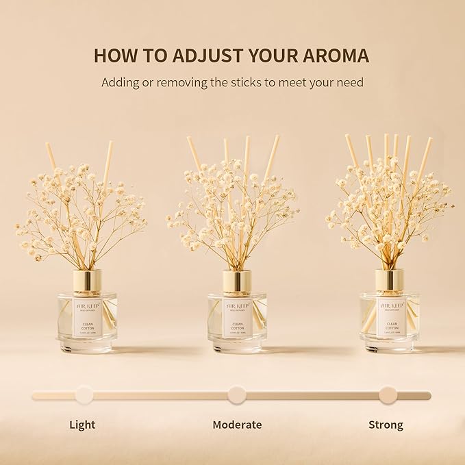 Airkeep Reed Diffuser Set of 3, Cinnamon Vanilla Lavender Field Moroccan Amber - Image 2