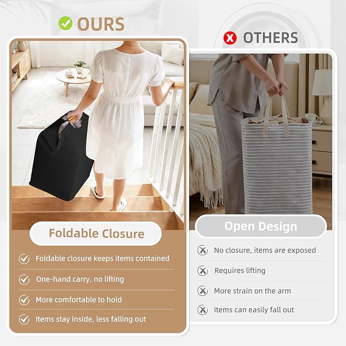 STORAGE MANIAC 3-Pack Large Laundry Hamper, 100L Collapsible Laundry Basket - Image 2