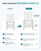 SERWALL Outdoor Rocking Chair Set of 6, Patio Rocking Chair Sets, HDPE Rocking Chair for Adults, White - Image 2