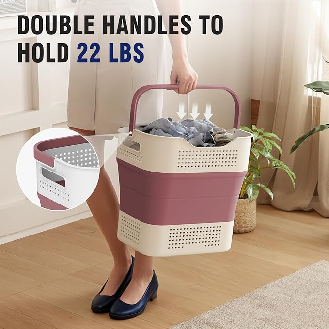 TECHMILLY Collapsible Plastic Laundry Basket Hamper - Image 4