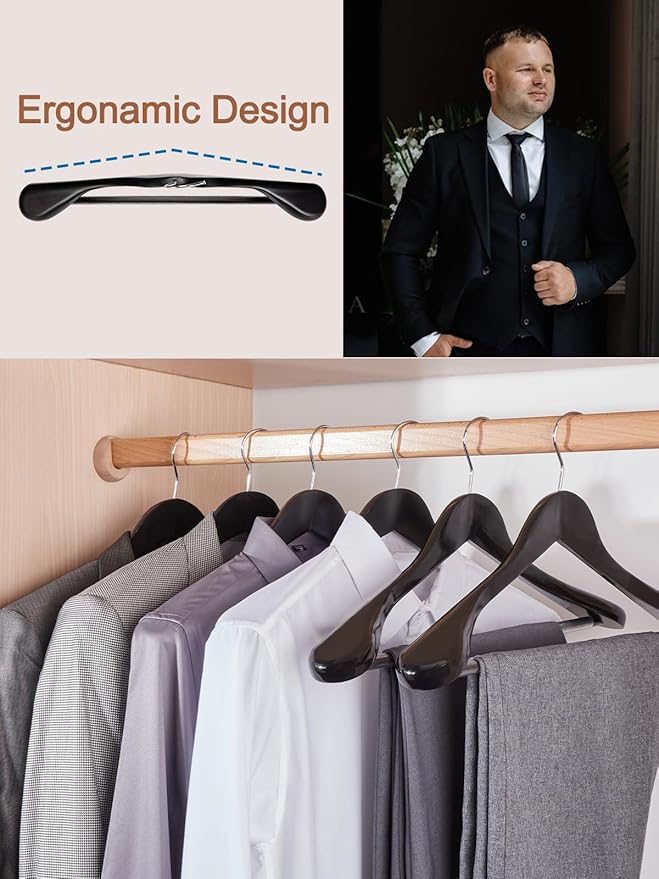 HOUSE DAY 19'' Extra Wide Shoulder Wooden Hangers 6 Pack, Premium Large Wood - Image 6