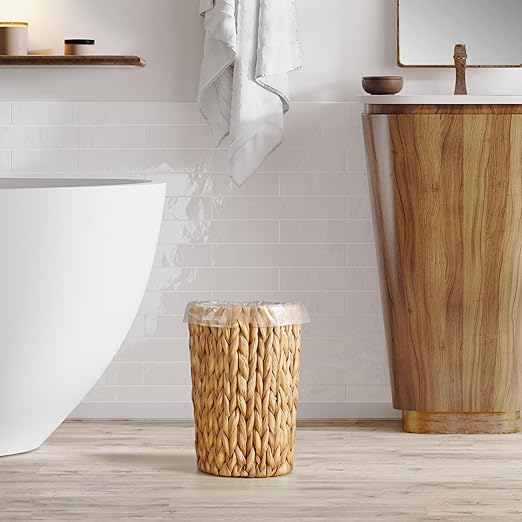 2 Gallon Wicker Trash Can, Woven Water Hyacinth Wicker Waste Basket - Image 4