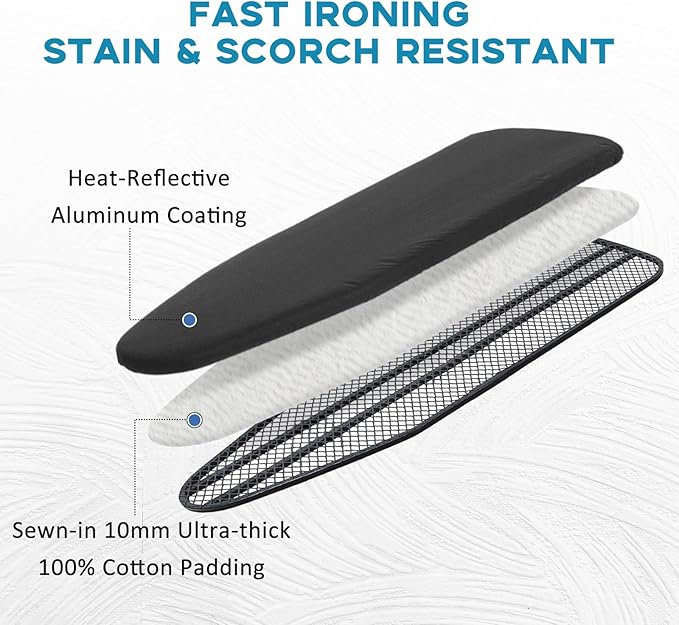 Iron Board Cover with Padding, Extra Thick Heavy Duty Aluminum Coated Ironing - Image 3