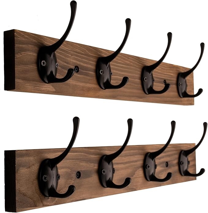 Coat Hooks Wall Mounted, Wooden Hat Rack by VERTORGAN