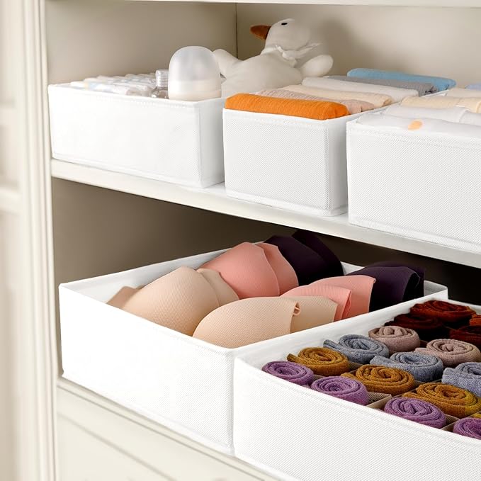 Criusia Underwear Sock Drawer Organizer Dividers 8 Set, Foldable Dresser Closet - Image 6