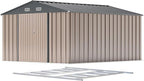 Patiowell 10 x 12 FT Metal Storage Shed for Outdoor with Floor Frame, Steel Yard Shed with Design of Lockable Doors, Utility and Tool Storage for Garden, Backyard, Patio, Outside use,Brown - Image 8