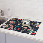 Colorful Flowers Black Dish Drying Mat 18x24 - Image 7