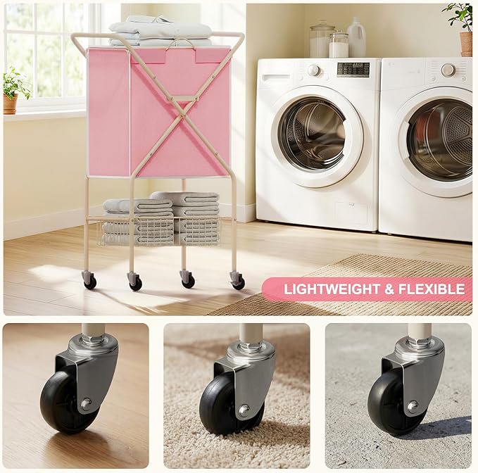 Convenient Laundry Basket with Wheels, Heavy Duty Dirty Clothes Laundry Hamper - Image 3