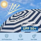 AMMSUN Shade Umbrella, Premium Portable Umbrella with Stand, 6.5ft Lightweight Free Standing Canopy for Sporting Games, Adjustable Instant Sun Protection and Easy to Carry, Stripe Blue - Image 5