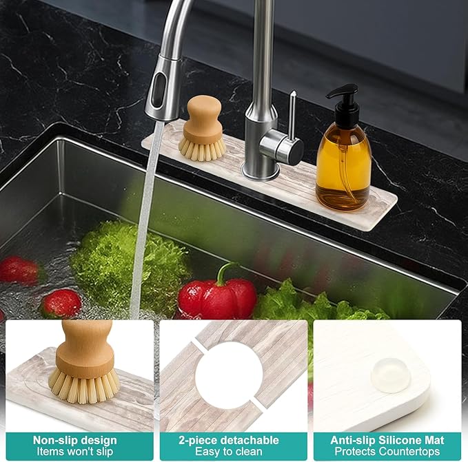 Small Diatomite Kitchen Sink Faucet Mat Water Absorbing Stone Tray Quick Drying - Image 5