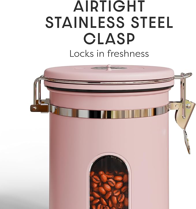 Veken Coffee Canister with Window, Easter Gifts Airtight Stainless Steel - Image 5