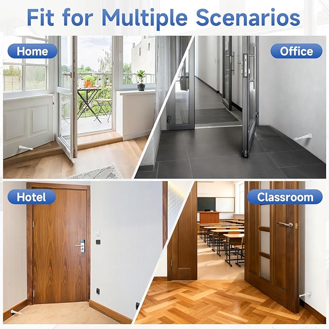 2Pcs White Spring Door Stops, Screw in & Adhesive Door Stopper - Image 8