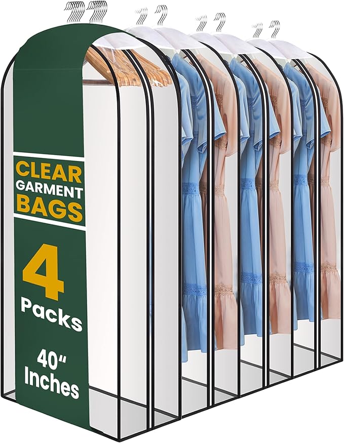 Clear Garment Bags for Clothes Storage by Handy+Laundry