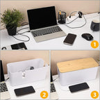 ZhiYo Bamboo Lid Cord Organizer Box, Safe ABS Wire Organizer - Image 5