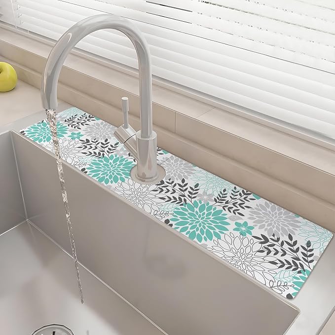 24" X 5.5" Kitchen Sink Splash Guard Faucet Mat Flora Super Absorbent Fast by Unknown
