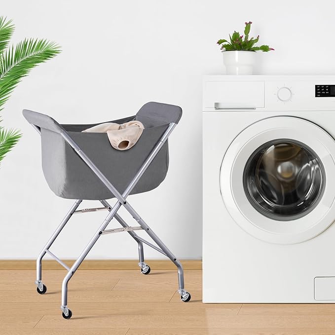 ELYKEN Laundry Cart with Wheels, 32”H Easy Rolling Laundry Hamper with - Image 7
