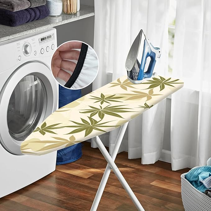 Nuxovilar Olive Green & Beige Leaf Pattern Ironing Board Cover, This Cover Fits - Image 6