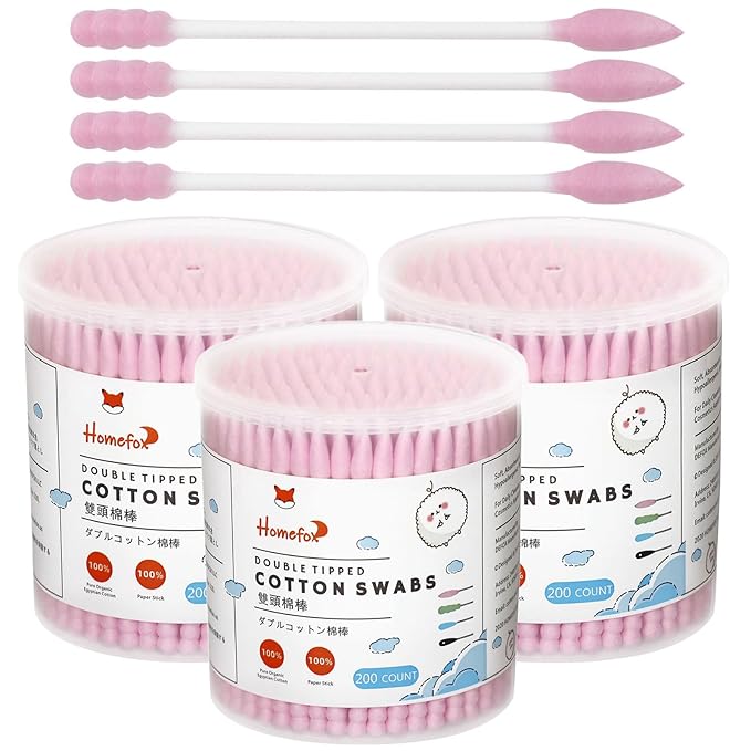 Pink Cotton Swabs Spiral Pointed by HOMEFOX