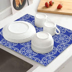 Chinoiserie Blue and White Floral Dish Drying Mats - Image 3