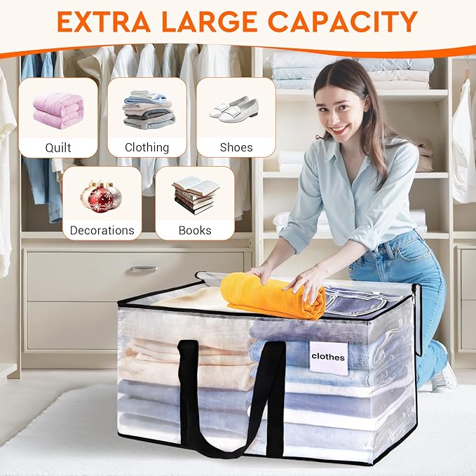 HomeHacks Clear Moving Bags Heavy Duty 6 Pack, Storage Bags - Image 3