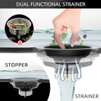 Black Sink Drain 3-1/2 Inch Matte Black Kitchen Sink Drain Strainer Assembly Kit - Image 3